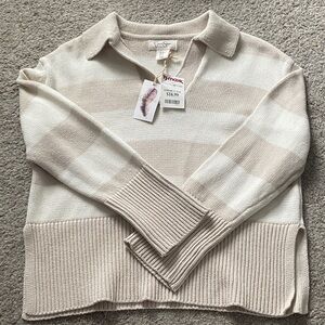 Jessica Simpson Beige and Cream Striped Sweater